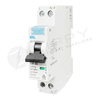 1 Pole 20A 30mA 6kA RCBO Combo Type A | DL