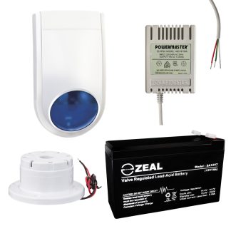 Alarm Accessory Kit (Slim Strobe Siren,12V 7AH Battery, 18V AC 1.33A plug pack, Surface Mount Screamer)