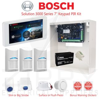 Bosch 3000 Series (16 Zone) Alarm Kit with 7″ TouchOne & 3x Bosch Blueline Gen2 PIRS (Non Pet Friendly) and Accessories