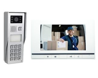 Platinum 7″ HD White Intercom Kit with Surface Mount Camera + Access Control + RFID Reader