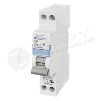 1 Pole 32A 30mA 6kA RCBO Type A "Long" | Tesla