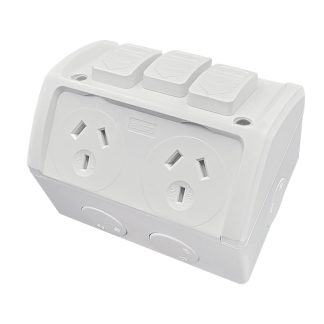 Weather Proof Double Power Point with Extra Switch | Elcop